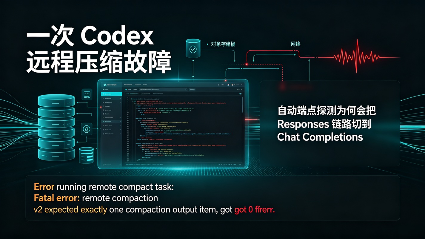 一次 Codex 远程压缩故障:自动端点探测为何会把 Responses 链路切到 Chat Completions(Error running remote compact task: Fatal error: remote compaction v2 expected exactly one compaction output item, got 0 from 0 output items)-CXT - Enjoy Life | 生活、技术、交友、分享